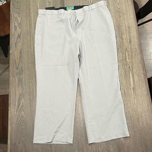 Haband's Fit-Forever Mens Dress Pants Mid Rise Wide Leg Pockets Gray Size 46M